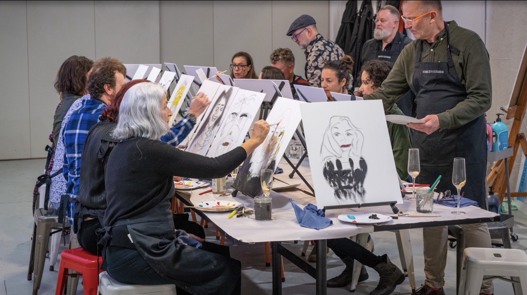 Group of people painting